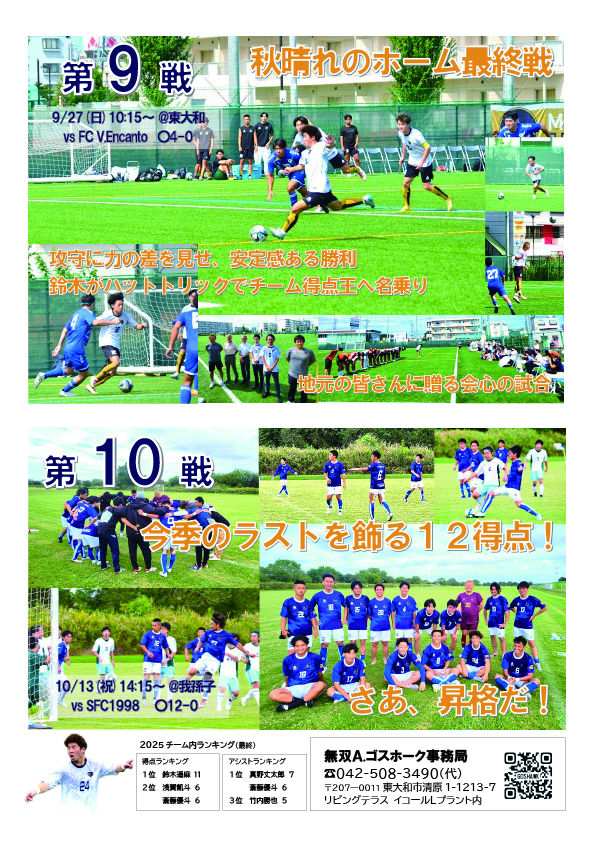 シーズンダイジェスト｜ゴスホーク2025 東京都社会人リーグ4部 | 無双Ａ.ゴスホーク